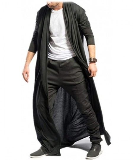 Thermal Underwear Men's Ruffle Shawl Collar Cardigan Jackets Open Front Outerwear Cotton Long Drape Cape Poncho Trench Coat -...