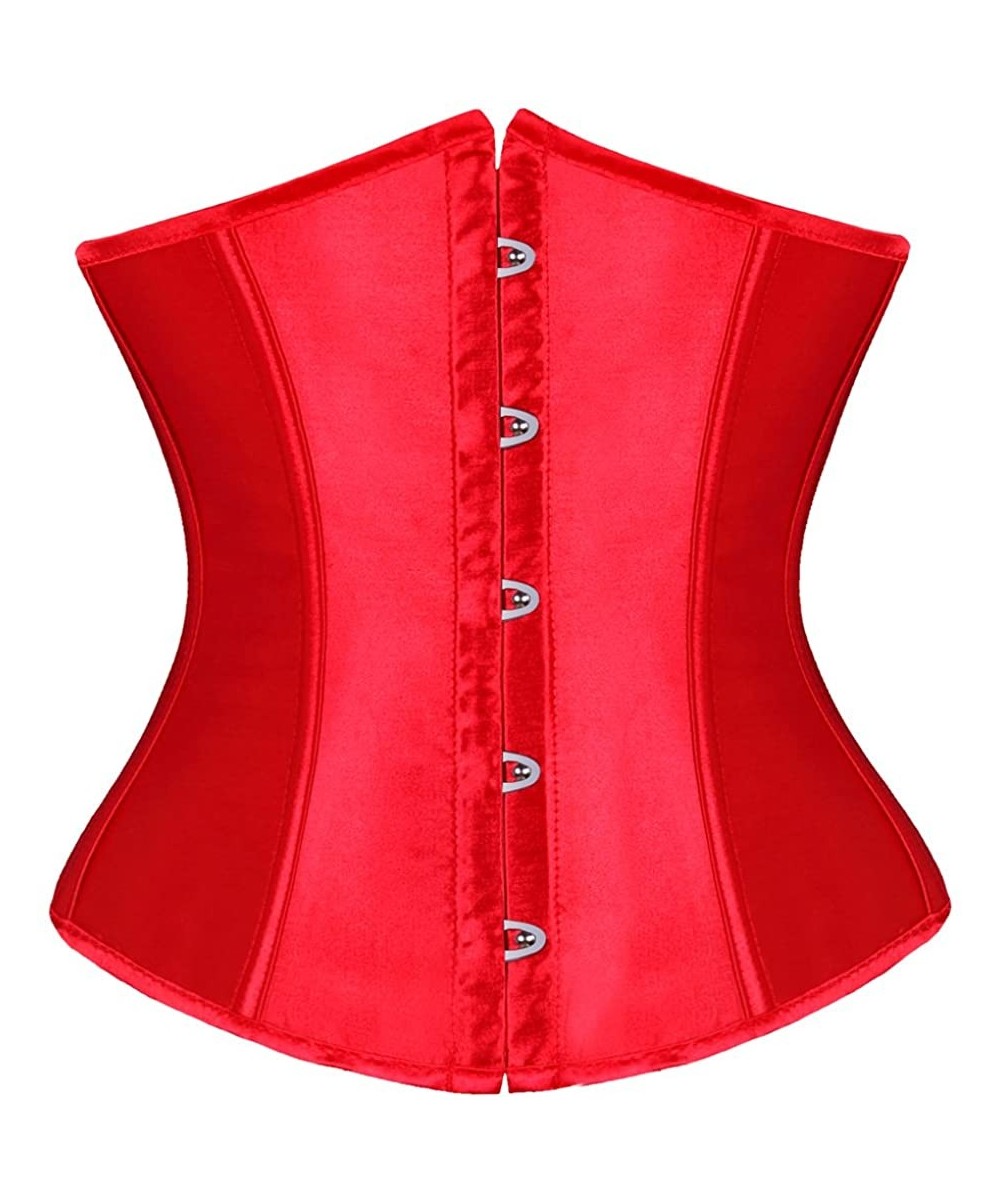 Bustiers & Corsets Woman's Lace up Plus Size Waist Cincher Corset Top Bustier Slim Body Shaper - Red - CL123PGDG35