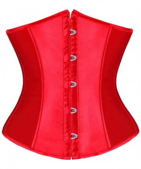 Bustiers & Corsets Woman's Lace up Plus Size Waist Cincher Corset Top Bustier Slim Body Shaper - Red - CL123PGDG35