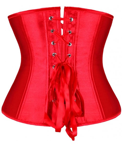 Bustiers & Corsets Woman's Lace up Plus Size Waist Cincher Corset Top Bustier Slim Body Shaper - Red - CL123PGDG35