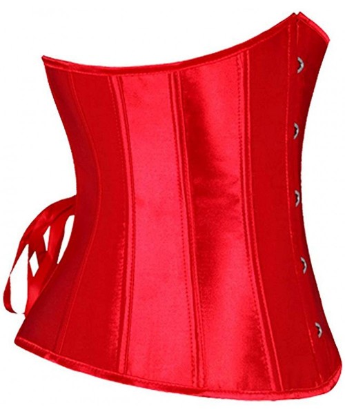 Bustiers & Corsets Woman's Lace up Plus Size Waist Cincher Corset Top Bustier Slim Body Shaper - Red - CL123PGDG35