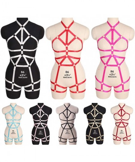 Accessories Women Rave Full Body Harness Bralette Strappy Hollow Out Waist Garter Belts - Red - CJ1970KQN0W