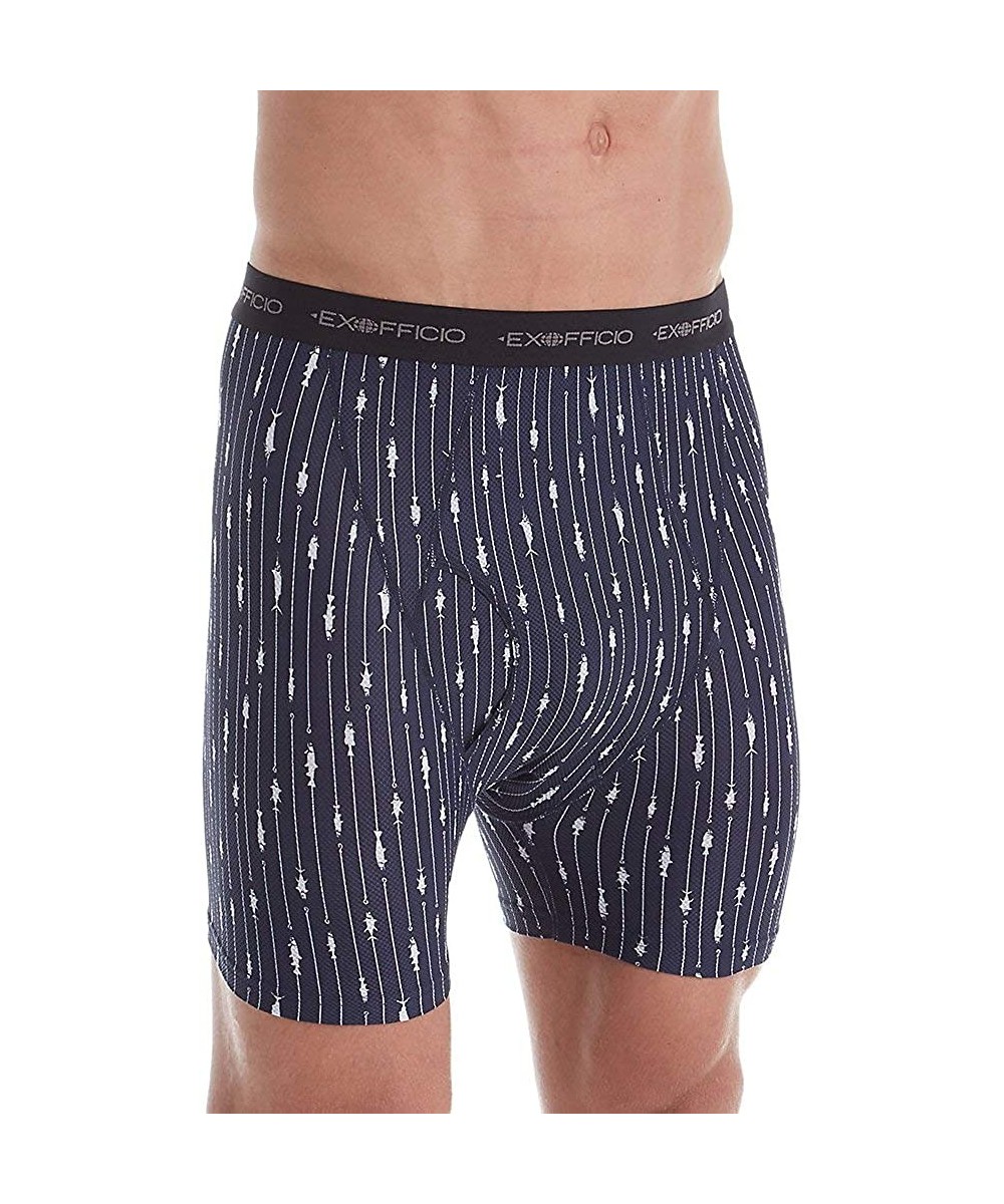 Boxer Briefs Give-N-Go Printed Boxer Brief - Men's Navy Fish & Hook- S - C718W6LS47N