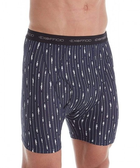 Boxer Briefs Give-N-Go Printed Boxer Brief - Men's Navy Fish & Hook- S - C718W6LS47N