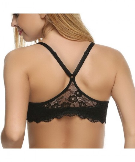 Bras Womens Sexy Front Closure Lace Razorback Push Up bra Black 2 34E - CF12BSJD3VL