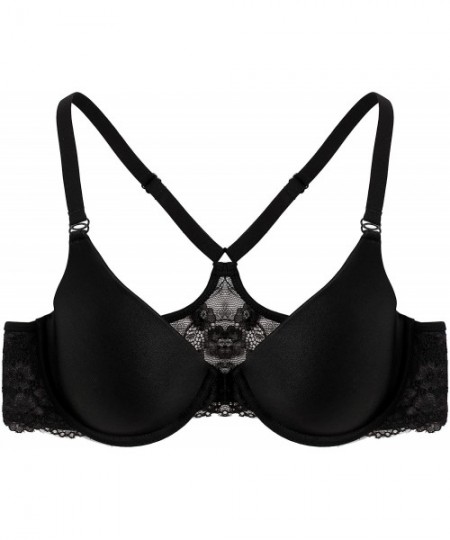 Bras Womens Sexy Front Closure Lace Razorback Push Up bra Black 2 34E - CF12BSJD3VL