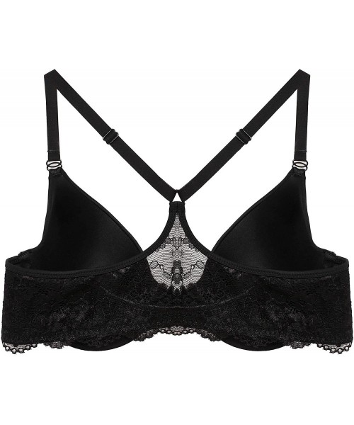 Bras Womens Sexy Front Closure Lace Razorback Push Up bra Black 2 34E - CF12BSJD3VL