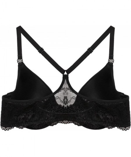 Bras Womens Sexy Front Closure Lace Razorback Push Up bra Black 2 34E - CF12BSJD3VL