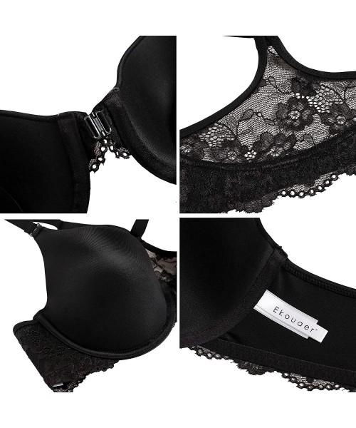 Bras Womens Sexy Front Closure Lace Razorback Push Up bra Black 2 34E - CF12BSJD3VL