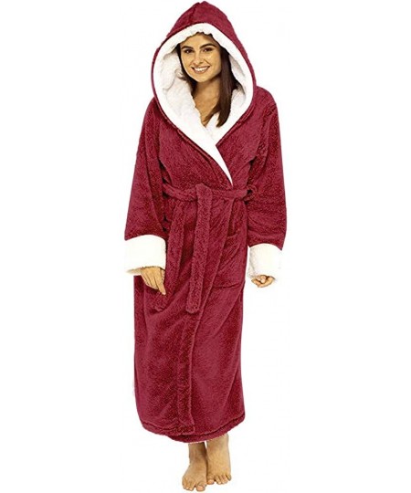 Nightgowns & Sleepshirts Women Winter Soft & Cosy Plush Lengthened Shawl Bathrobe Home Long Sleeved Robe Coat Hooded Dressing...