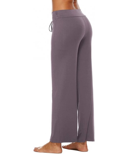 Bottoms Pajama Pants for Women High Waist Yoga Pants Drawstring Palazzo Lounge Pants Wide Leg Sleep Bottoms - Violet - CT1989...