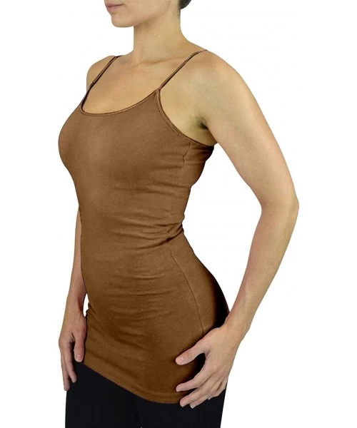 Camisoles & Tanks Women's Camisole Spaghetti Strap Tank Top Plus and Regular - Mocha - CV11Y7LGFPJ