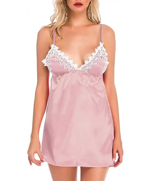 Bustiers & Corsets Sexy Lingerie for Women Crotchless Open Cup Sexy New Women Lingerie Silk Lace Satin V-Neck Nightdress Slee...