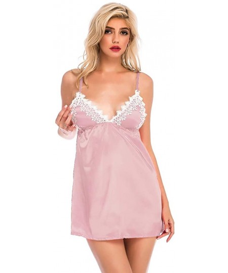 Bustiers & Corsets Sexy Lingerie for Women Crotchless Open Cup Sexy New Women Lingerie Silk Lace Satin V-Neck Nightdress Slee...