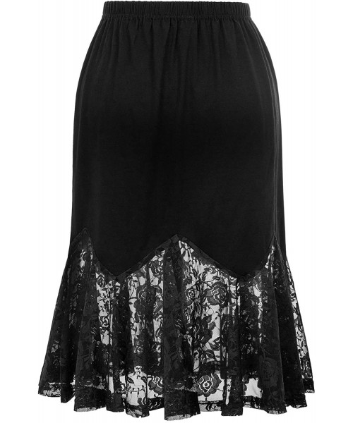 Slips Midi Long Length Underskirt Lace Skirt Extender Half Slip - Black - CD18XSSMA6W