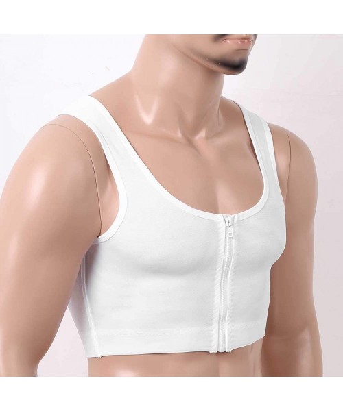 Shapewear Mens Deep U Neck Sleeveless Shapewear Bodysuit Body Shaper Gynecomastia Compression Shirts Chest Binder Vest Top - ...