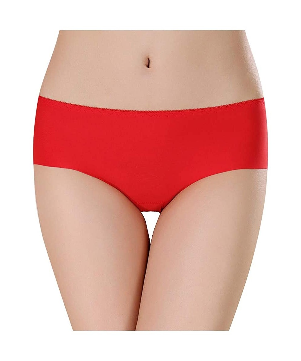 Baby Dolls & Chemises Women Sexy Pure Cotton Knickers Transparent LCE-Silk Seamless Lady's Underpants - Red - CF18X7748CE