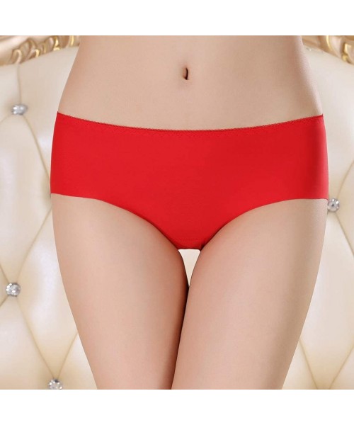 Baby Dolls & Chemises Women Sexy Pure Cotton Knickers Transparent LCE-Silk Seamless Lady's Underpants - Red - CF18X7748CE