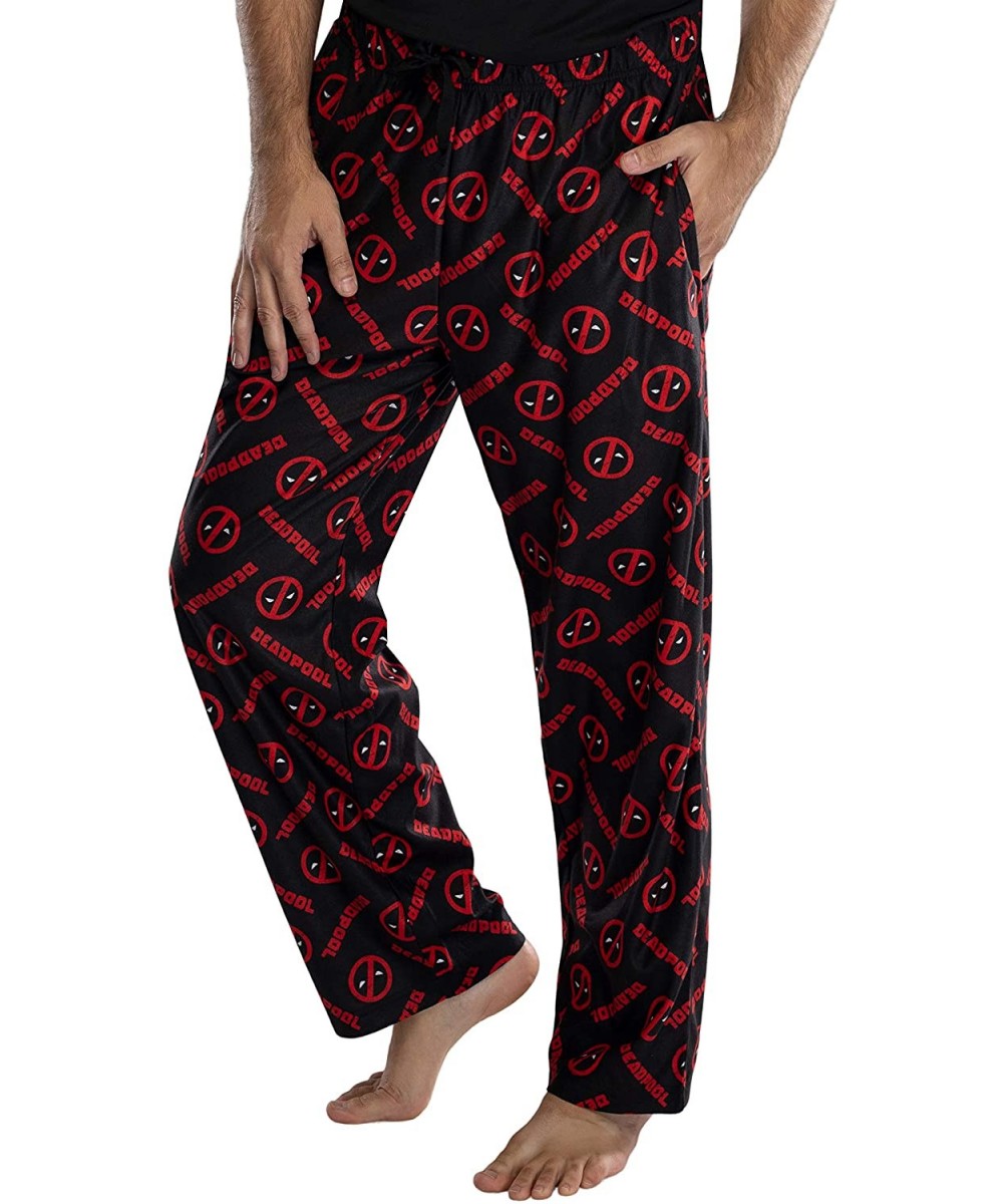 Marvel Mens' Deadpool Logo All Over Print Pajama Pants - CA18AXONYGG